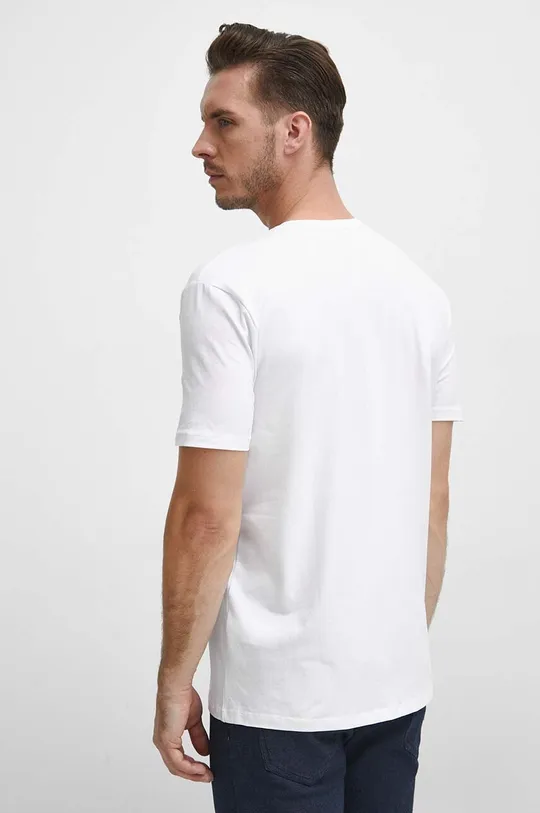 T-shirt męski z domieszką elastanu z nadrukiem kolor biały 95 % Bawełna, 5 % Elastan 