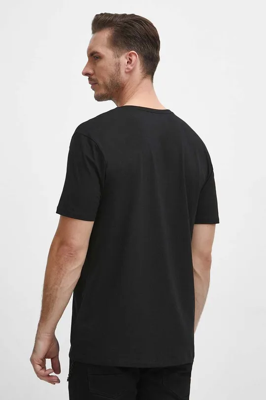 T-shirt męski z domieszką elastanu z nadrukiem kolor czarny 95 % Bawełna, 5 % Elastan 