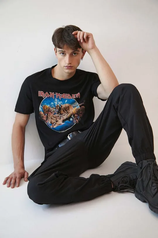 czarny T-shirt bawełniany męski Iron Maiden kolor czarny Męski