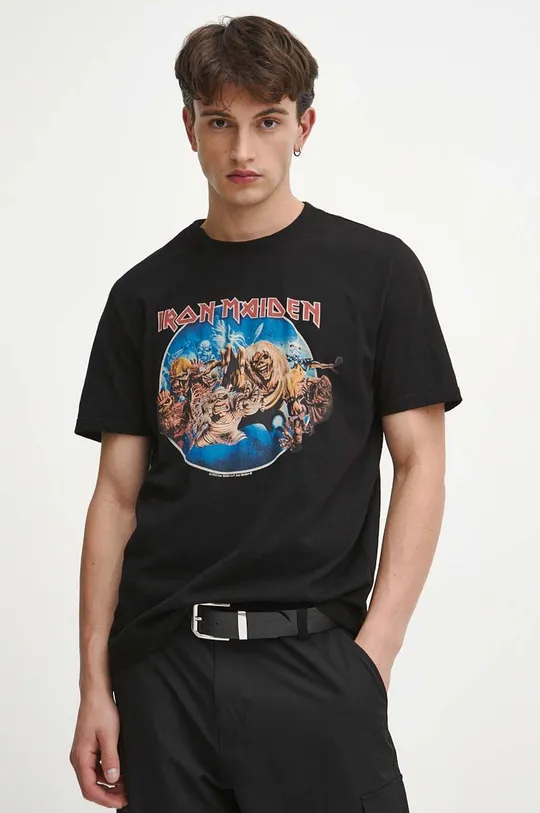 T-shirt bawełniany męski Iron Maiden kolor czarny czarny