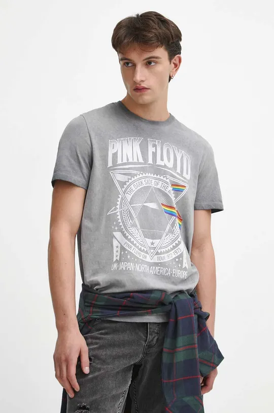 T-shirt bawełniany męski Pink Floyd kolor szary szary