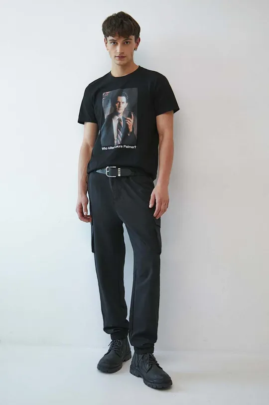 T-shirt bawełniany męski Twin Peaks kolor czarny czarny