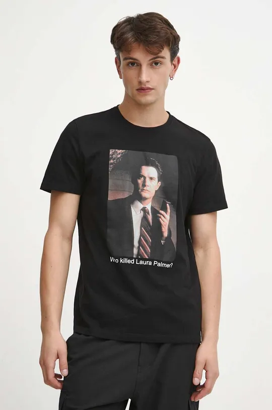 czarny T-shirt bawełniany męski Twin Peaks kolor czarny