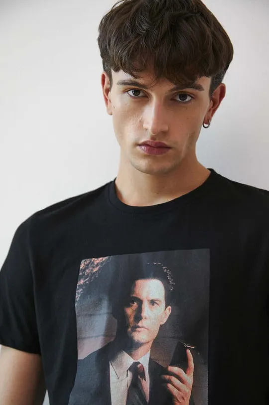 T-shirt bawełniany męski Twin Peaks kolor czarny