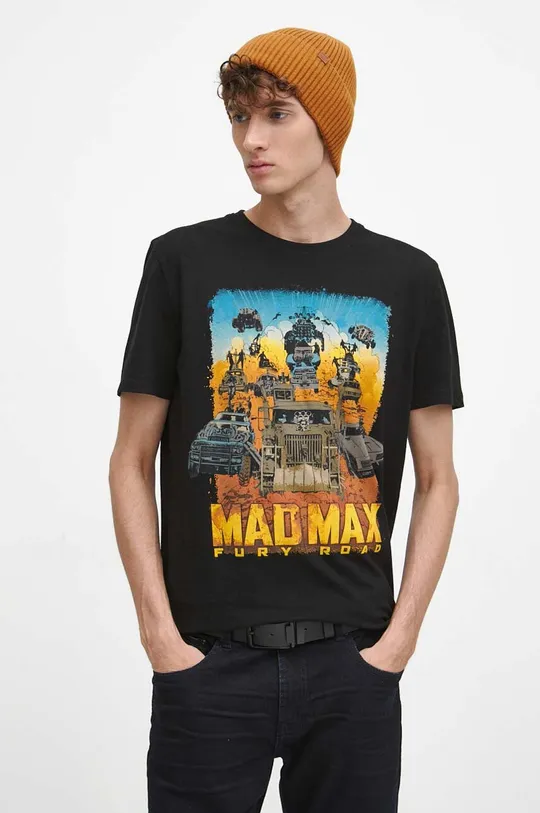 czarny T-shirt bawełniany męski Mad Max kolor czarny Męski
