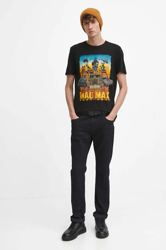 T-shirt bawełniany męski Mad Max kolor czarny czarny