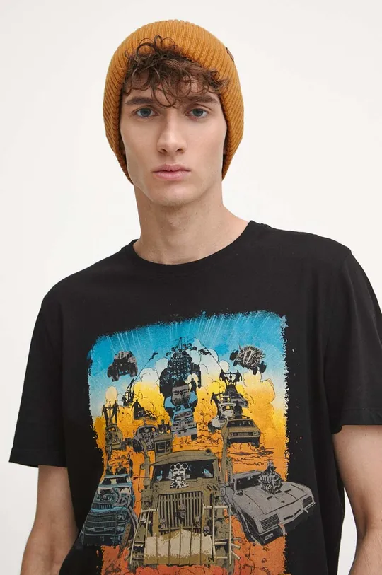 czarny T-shirt bawełniany męski Mad Max kolor czarny