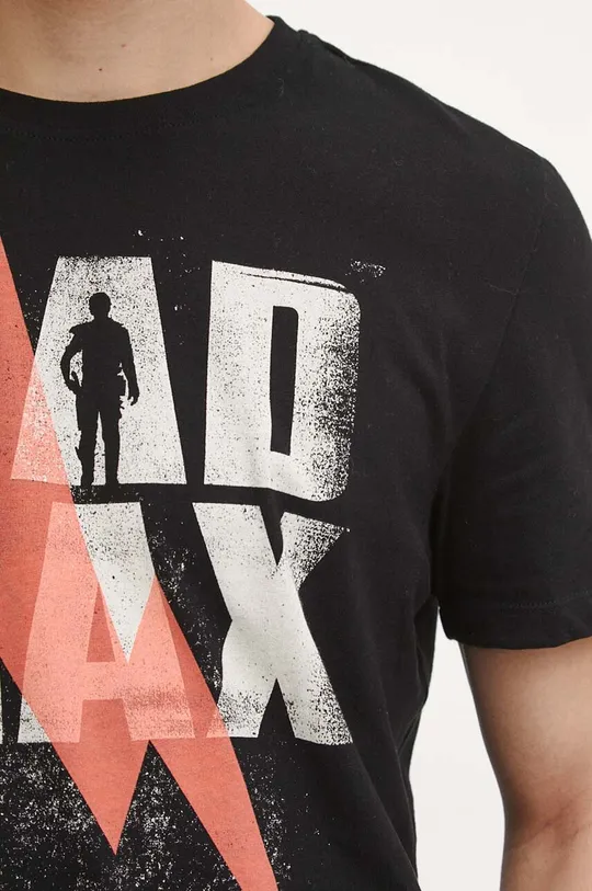 czarny T-shirt bawełniany męski Mad Max kolor czarny
