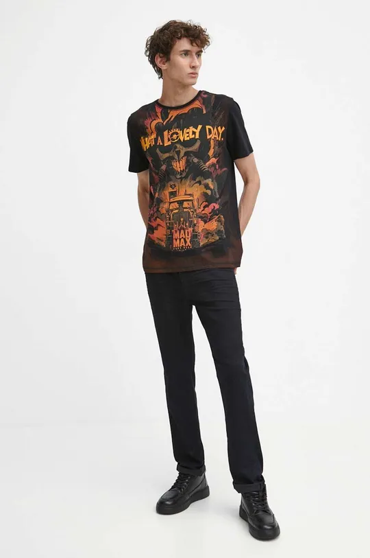T-shirt bawełniany męski Mad Max kolor czarny czarny