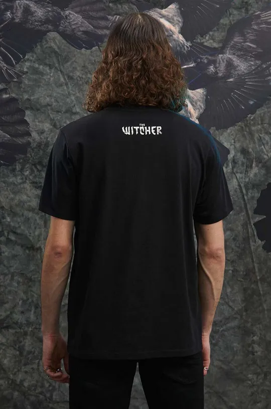 čierna Bavlnené tričko pánske z kolekcie The Witcher x Medicine čierna farba