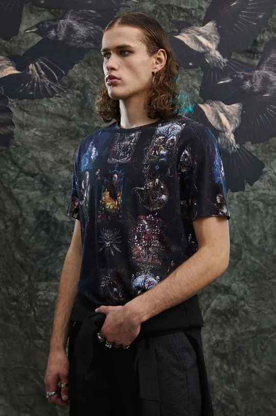 T-shirt bawełniany męski z kolekcji The Witcher x Medicine kolor czarny czarny