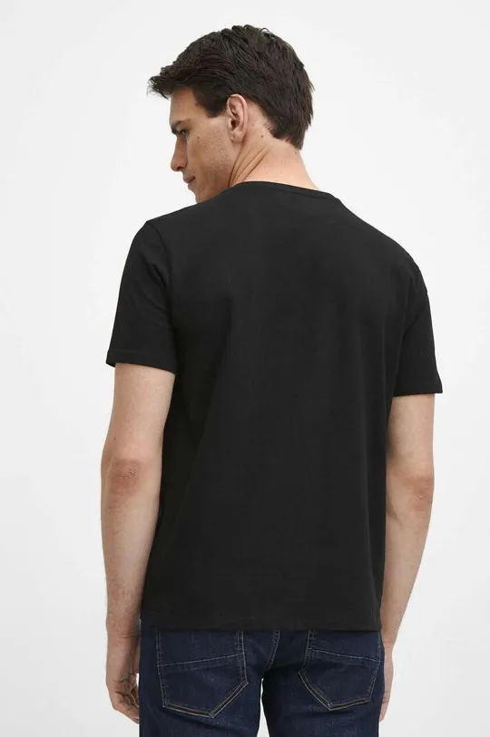 T-shirt bawełniany męski z nadrukiem kolor czarny 100 % Bawełna 