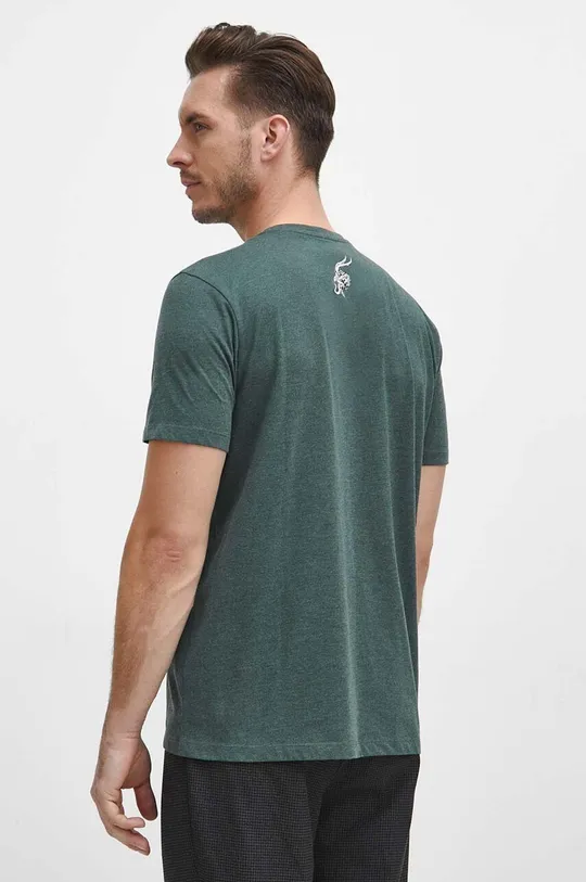 T-shirt męski z nadrukiem kolor zielony 70 % Bawełna, 30 % Poliester 