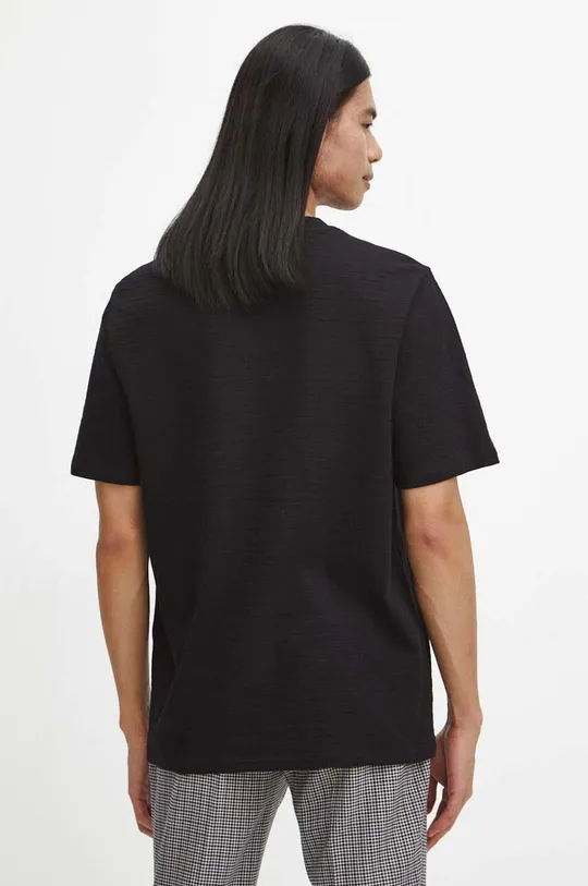 T-shirt bawełniany męski z fakturą kolor czarny 100 % Bawełna
