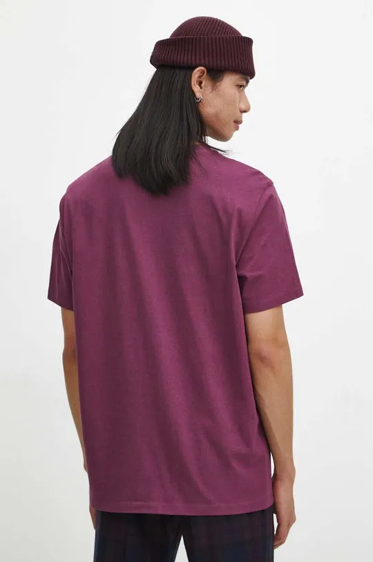 T-shirt bawełniany męski z nadrukiem kolor bordowy 100 % Bawełna