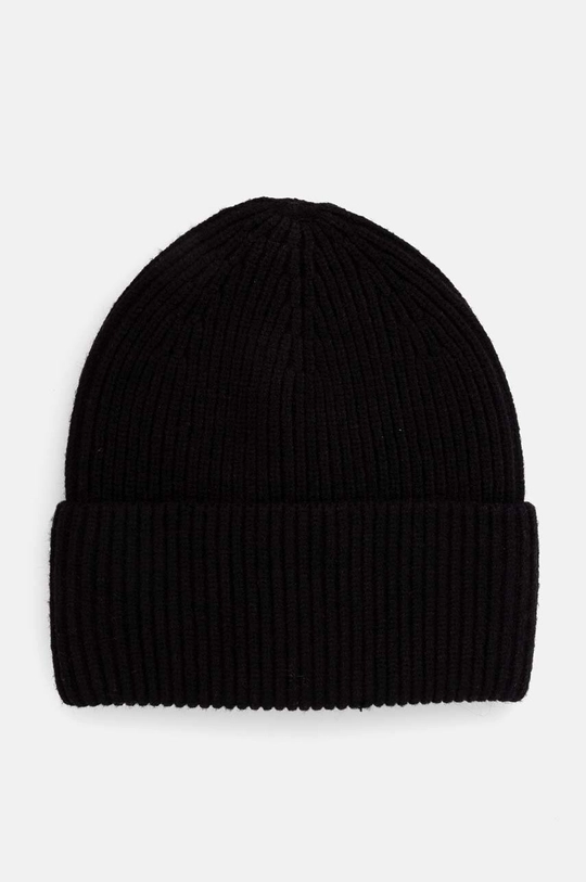 Czapka damska beanie prążkowana kolor czarny średniej grubości czarny RW24.CAD051