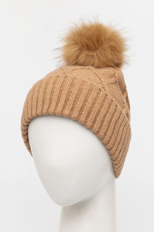 Czapka damska beanie z pomponem kolor beżowy RW24.CAD905 beżowy RW24