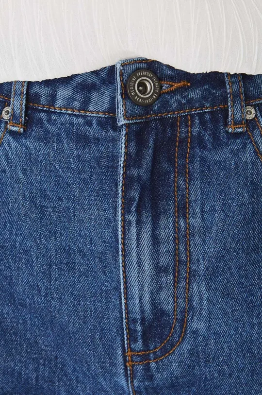 niebieski Szorty jeansowe bawełniane damskie loose kolor niebieski
