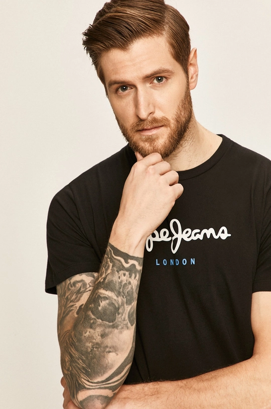 czarny Pepe Jeans - T-shirt Eggo Męski