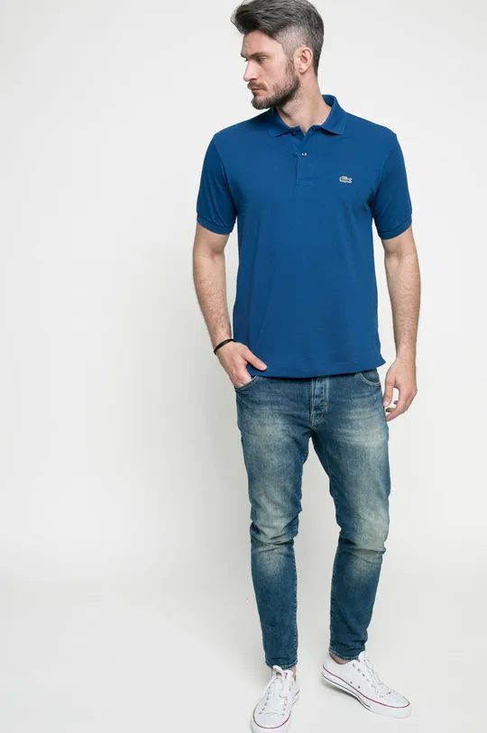 Βαμβακερό μπλουζάκι πόλο Lacoste μπλε