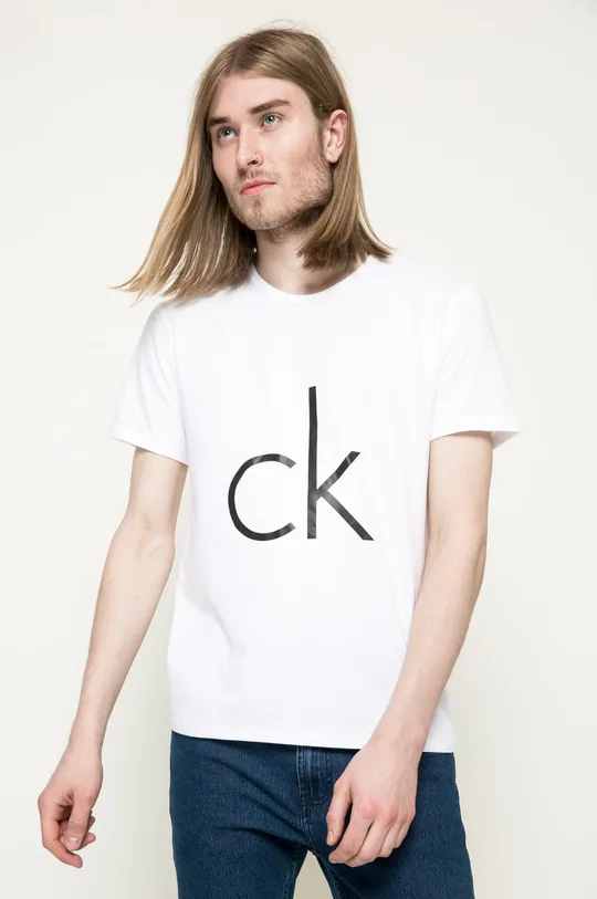 biały Calvin Klein Jeans - T-shirt 000NB1164E Męski