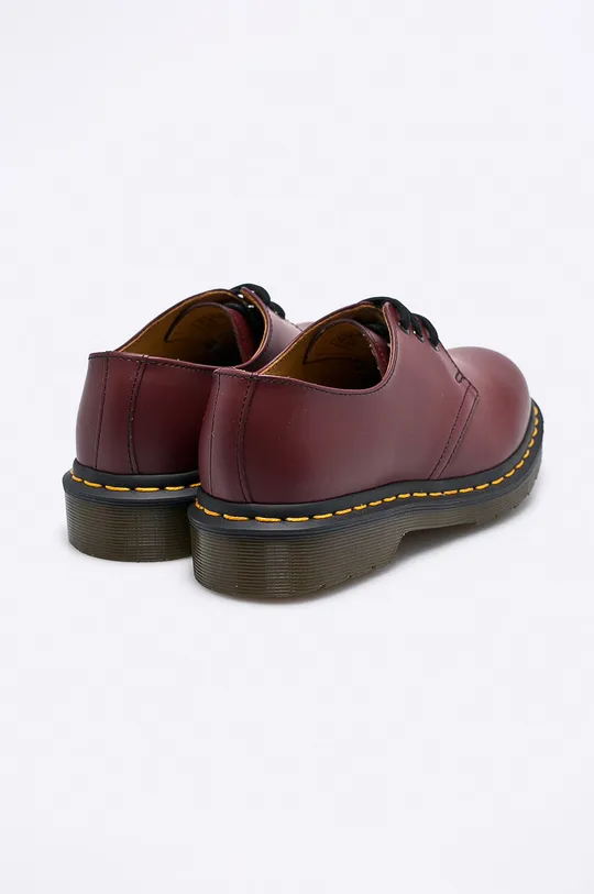 maroon Dr. Martens leather shoes