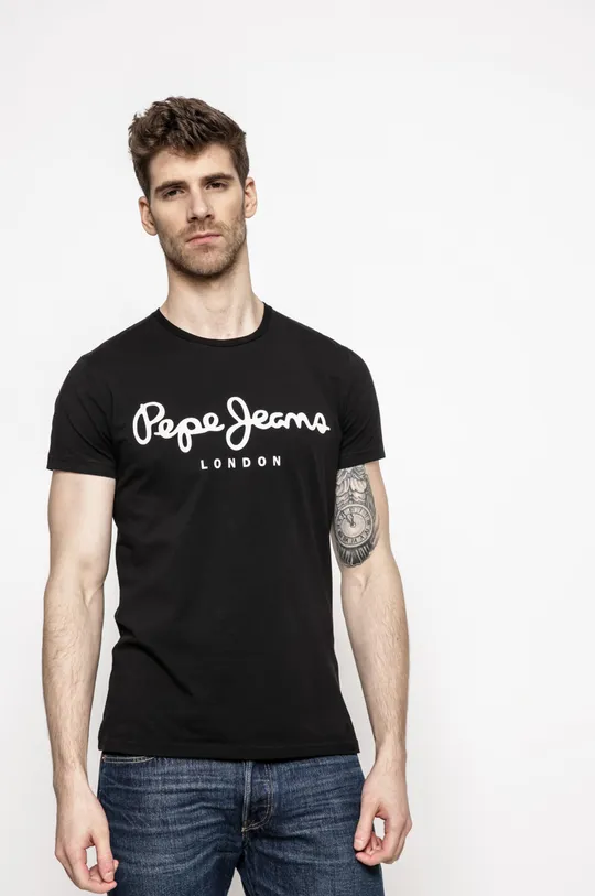 czarny Pepe Jeans - T-shirt Męski