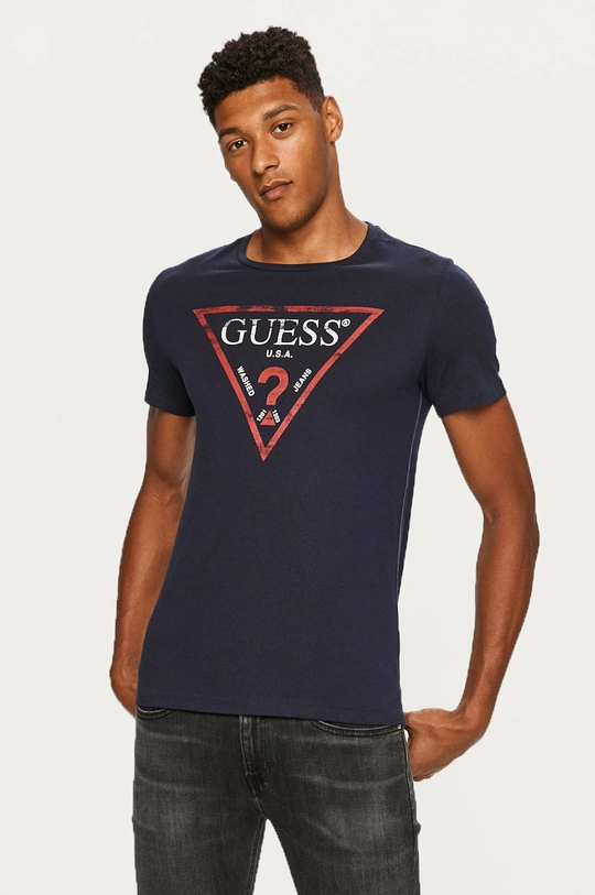 tmavomodrá Guess Jeans - Pánske tričko Pánsky