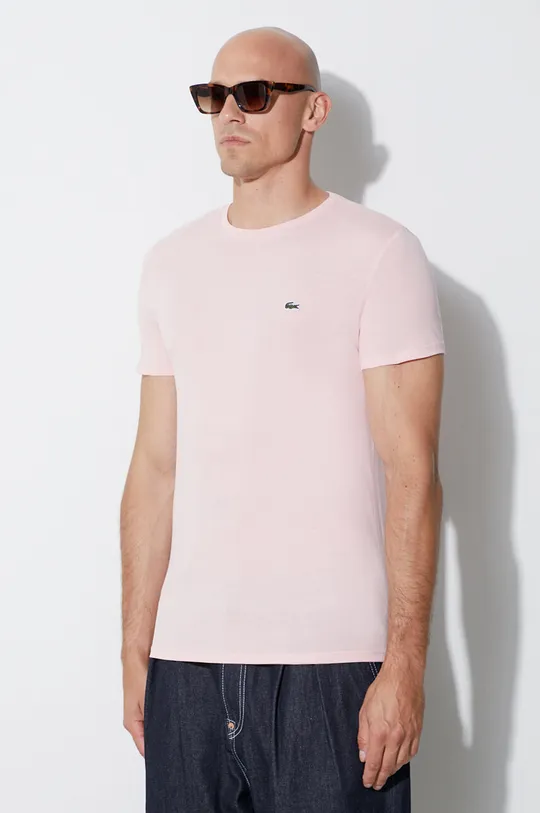 ροζ Βαμβακερό μπλουζάκι Lacoste