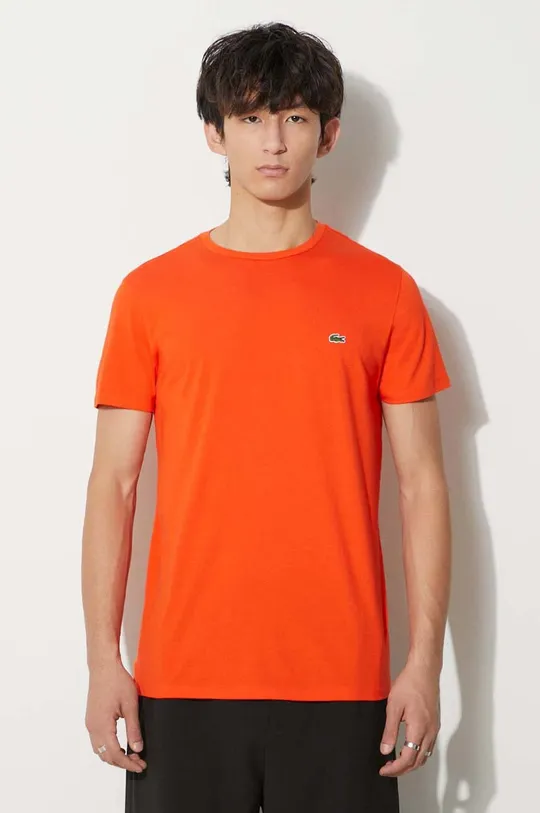oranžová Bavlnené tričko Lacoste Pánsky