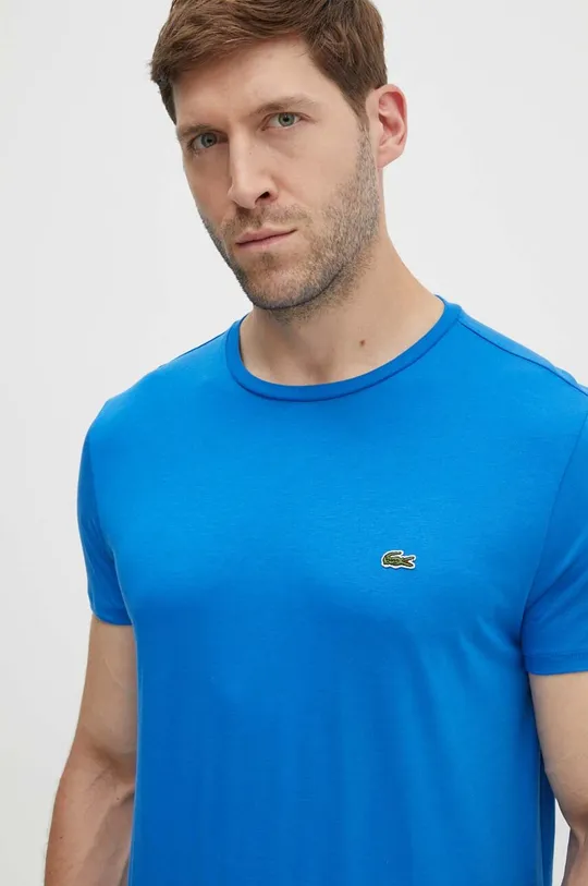 μπλε Βαμβακερό μπλουζάκι Lacoste Ανδρικά