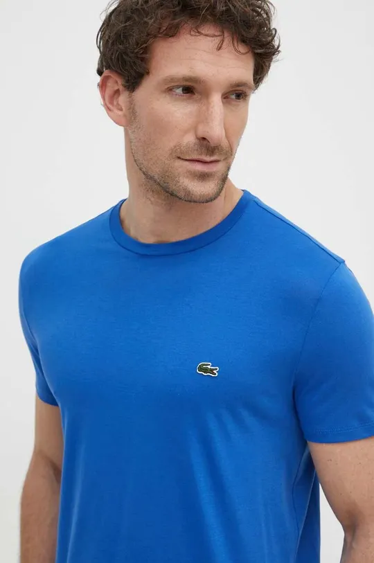 μπλε Βαμβακερό μπλουζάκι Lacoste Ανδρικά