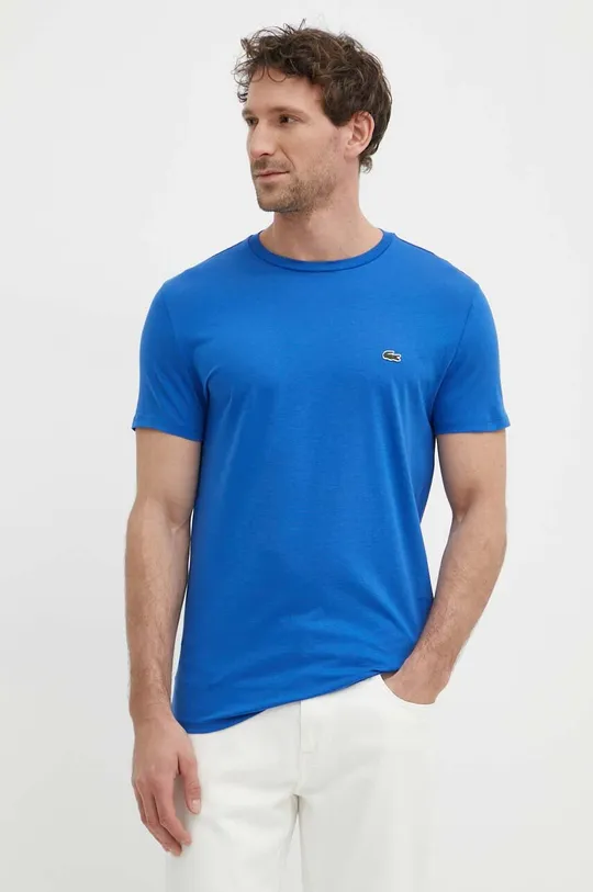 Bavlnené tričko Lacoste modrá