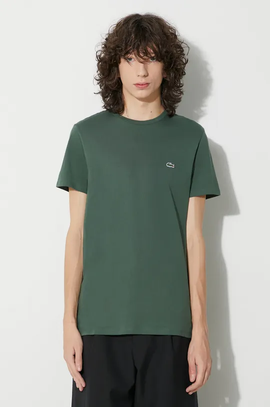зелёный Хлопковая футболка Lacoste Мужской