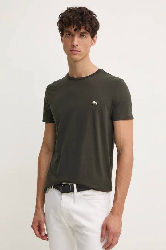 Lacoste tricou din bumbac uni verde TH6709