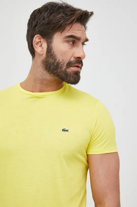 κίτρινο Βαμβακερό μπλουζάκι Lacoste Ανδρικά