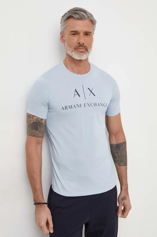 niebieski Armani Exchange t-shirt Męski