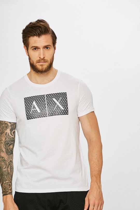 белый Хлопковая футболка Armani Exchange Мужской