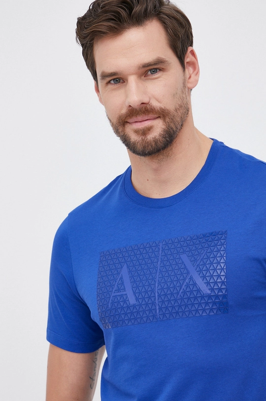 niebieski Armani Exchange t-shirt bawełniany