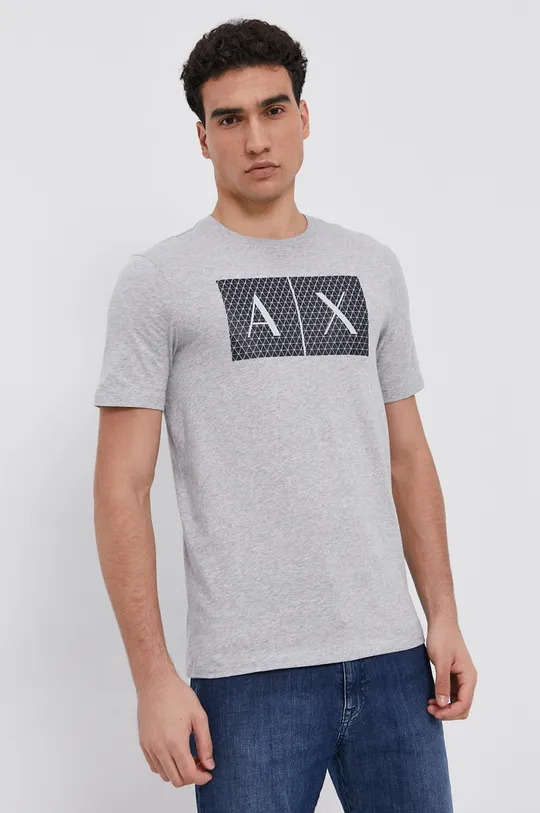 серый Хлопковая футболка Armani Exchange Мужской