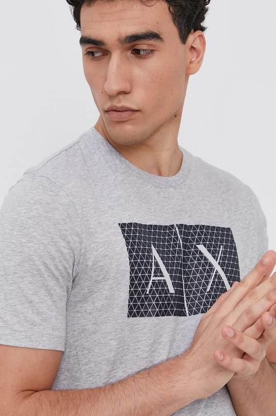 szary Armani Exchange t-shirt bawełniany