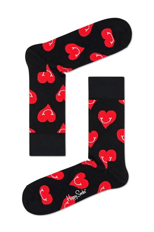 čierna Happy Socks - Ponožky Smiley Heart Dámsky
