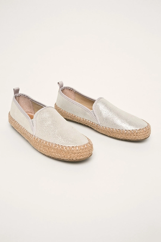 Emu Australia - Kožené espadrilky Gum Metallic strieborná