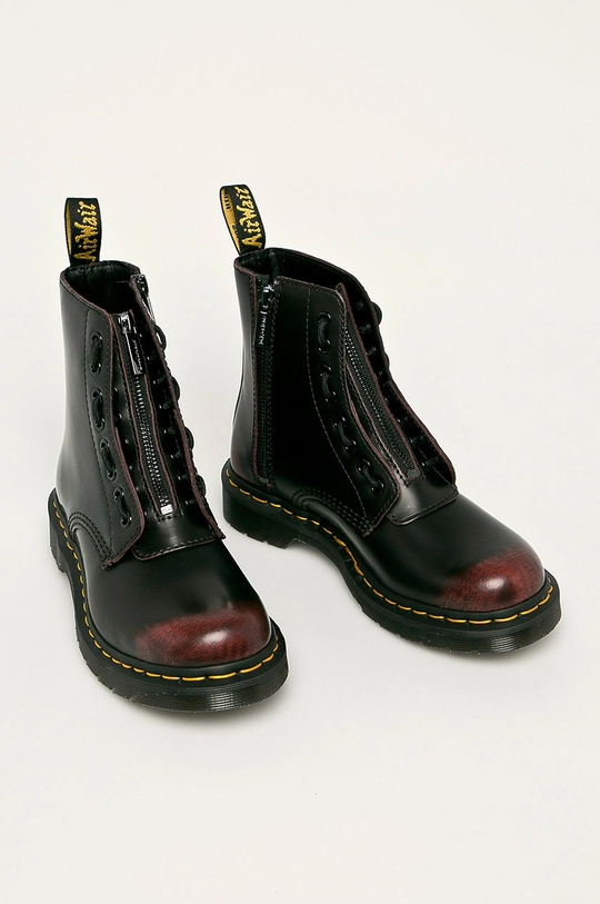 Dr. Martens - Workery skórzane bordowy