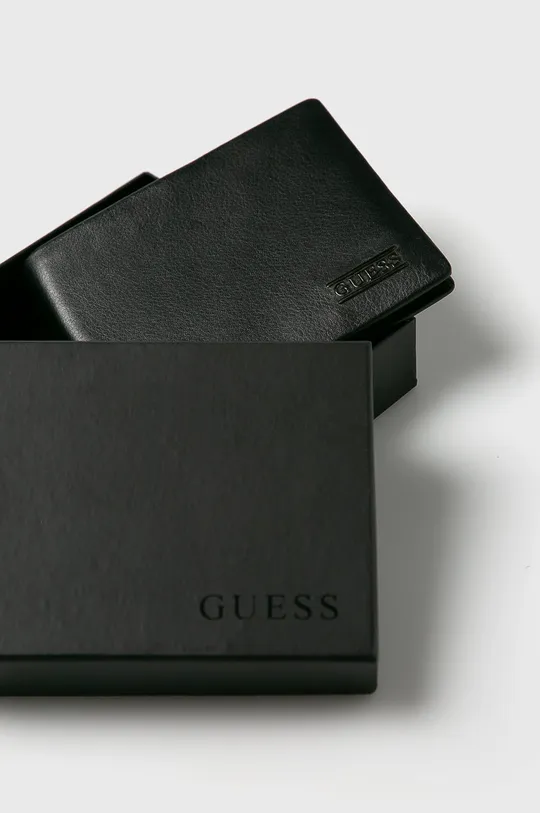 čierna Guess Jeans - Kožená peňaženka