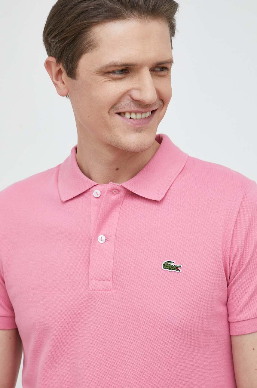 Lacoste cotton polo shirt pink color at PRM US