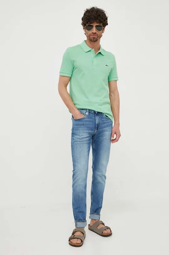 Lacoste polo bawełniane zielony