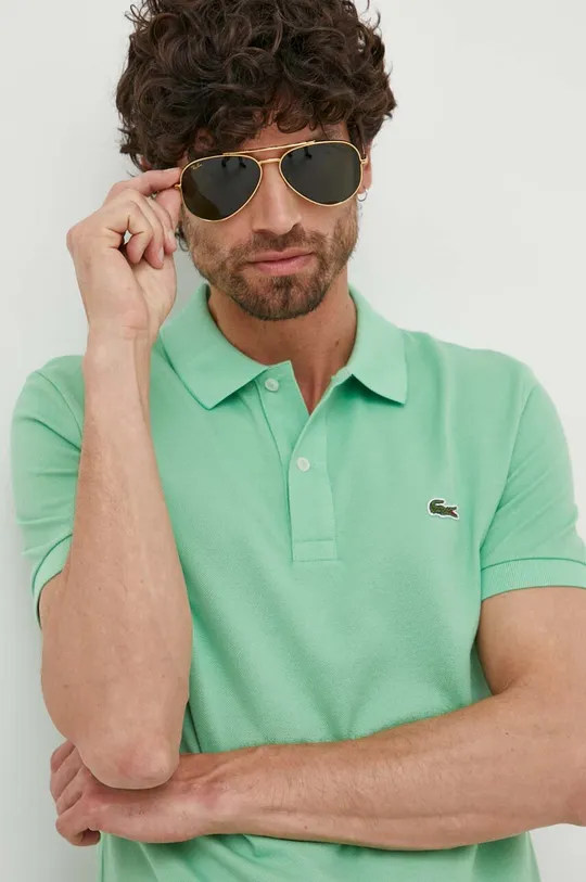 πράσινο Βαμβακερό μπλουζάκι πόλο Lacoste