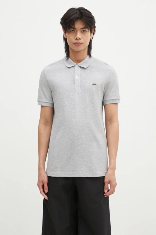 Lacoste polo bawełniane gładkie szary PH4012