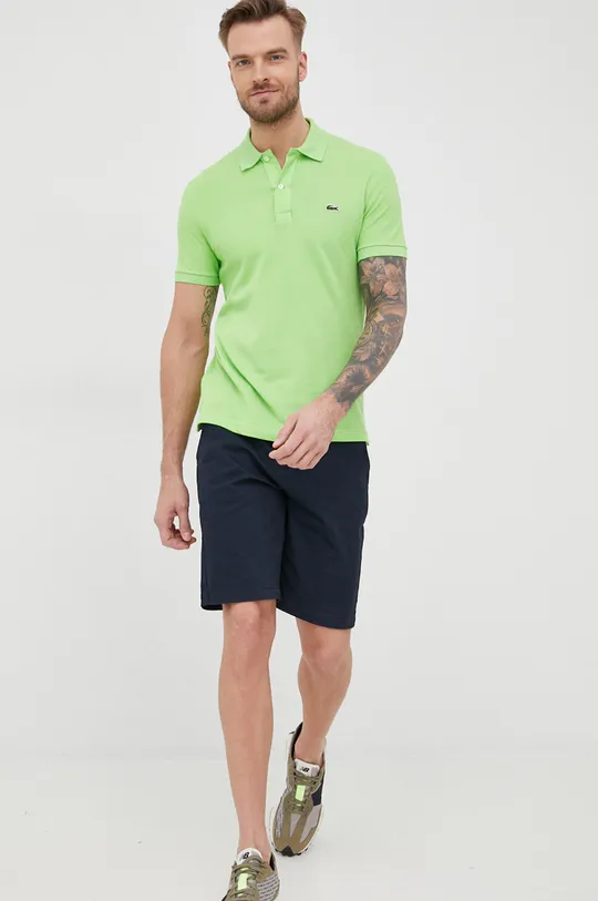 Βαμβακερό μπλουζάκι πόλο Lacoste πράσινο